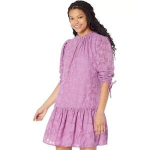 Little Mistress Morgan Shift Dress Women's 10 Purple Ruffle Hem Preppy JDM831